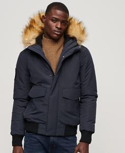 Superdry Mannen Everest Pufferbomberjack met Capuchon Blauw Grootte: S