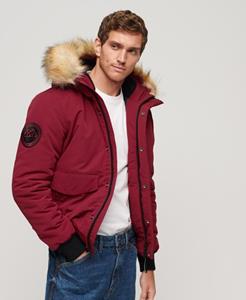 Superdry Mannen Everest Pufferbomberjack met Capuchon Rood