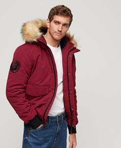 Superdry Mannen Everest Pufferbomberjack met Capuchon Rood Grootte: S