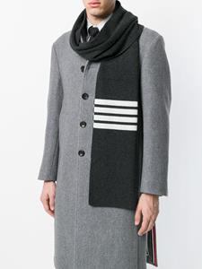 thombrowne Thom Browne Full Needle Rib Scarf With White 4-Bar Stripe In Cashmere - Grijs