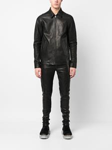 Rick Owens Leren shirtjack - Zwart