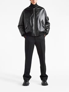 Prada Bomberjack van nappa leer - Zwart