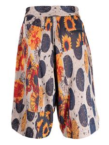Shorts met gemixte print - Oranje
