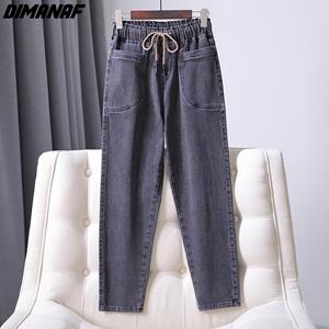 Dimanaf 2022 Plus Size Autumn Style Jeans Women Harem Basic ElasticPants Loose Casual Female Trousers Pants 5XL