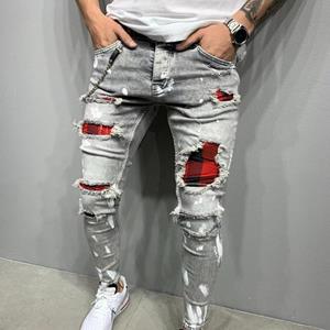 Fashion TMALL Mannen nieuwe gescheurde skinny jeans voor mannen gat slim fit denim lange broek Homme broek man