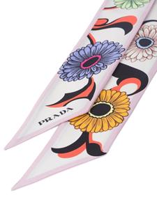 Prada Sjaal met bloemenprint - Wit