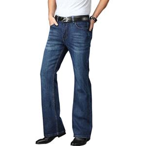 LFSZY121 Uitlopende jeans voor heren, uitlopende pijpen, uitlopende mannelijke ontwerper, klassieke denim jeans, stretch, losse uitlopende denim, donkerblauwe jeans met hoge taille