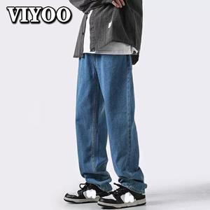Men's Y2K Clothes Autumn New Streetwear Baggy Jeans Korean Fashion Loose Straight Wide Leg Mopping Pants Male Brand Clothing For Men