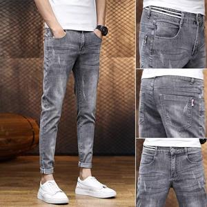 Custer Men Clothes Mall Summer Light-Colored Men's Jeans Straight Cropped Casual Jeans Trendy All-Matching Spring Summer Slim-Fit Long Skinny