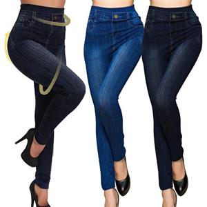 AB74YW Dames Plus Size potloodbroek Imitatie jeans Denim broek Hoge taille legging Casual