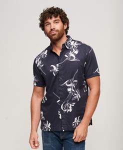 Superdry Mannen Hawaiian Overhemd met Korte Mouwen Blauw