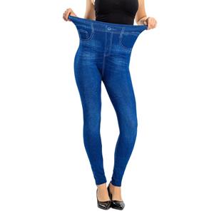 JM-No.1 Solid Color Vintage Leggings Stretchy Ladies False Jeans Plus Size Jeggings Soft Fake Denim Yoga Women Pants