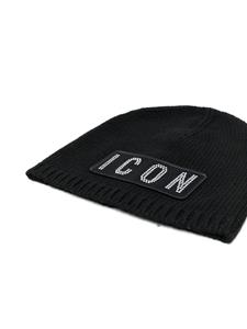 DSQUARED2 Icon-patch knitted beanie - Zwart