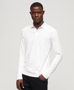 Superdry Mannen Jersey Studios Poloshirt met Lange Mouwen Wit
