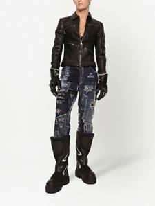 dolce&gabbana Dolce & Gabbana Leren bikerjack - Zwart