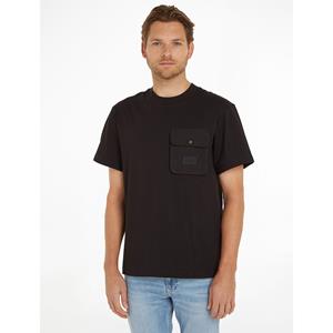 CALVIN KLEIN JEANS T-shirt in twee-materialen en zak