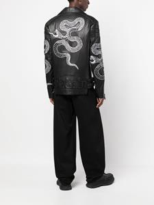 philippplein Philipp Plein Bikerjack met slangenprint - Zwart
