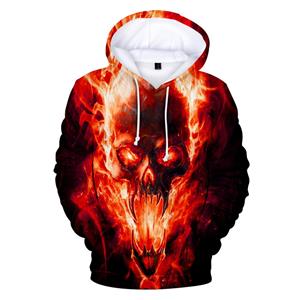 TIP723 Spring Autumn Fire and Skull 3D Print Men's Hoodie Fashion Sweatshirt Hip Hop Street Long Sleeve Pullover Hoodies Casual Tops