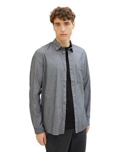 TOM TAILOR Denim Langarmhemd, mit Fischgrätenmuster