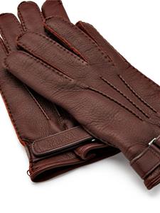 Zegna Leren handschoenen met logo - Bruin