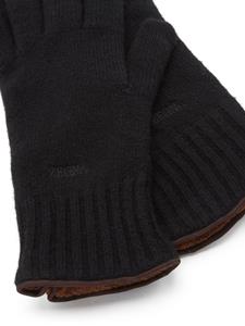 Zegna Oasi logo-embroidered cashmere gloves - Zwart