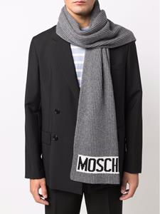 Moschino Sjaal met logoprint - Grijs
