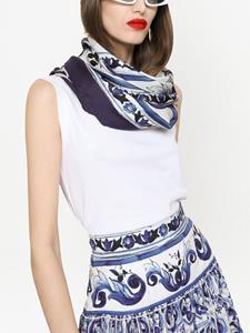 dolce&gabbana Dolce & Gabbana Twill sjaal met Majolica-print - Blauw