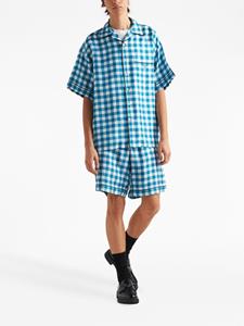 Prada Geruite zijden bermuda shorts - Blauw
