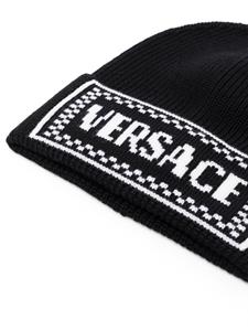 Versace Muts met intarsia logo - Zwart