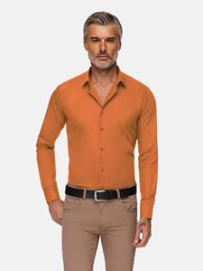 WAM Denim Leira Solid Orange Overhemd Lange Mouw-