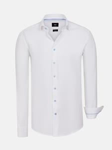 WAM Denim Pearl Solid White Overhemd Lange Mouw-