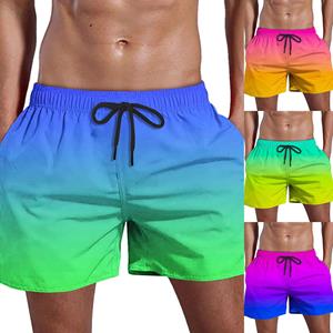 SuJu (PT)Men's Summer Swim Trunks Quick Dry Shorts With Pockets Plus Gradient Print Beach Shorts