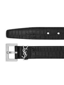 saintlaurent Saint Laurent Riem met krokodillen-reliëf - Zwart