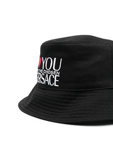 Versace Vissershoed met logoprint - Zwart