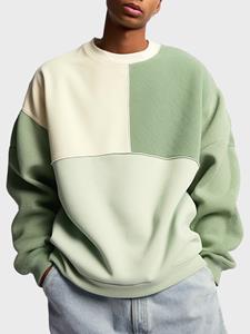 ChArmkpR Mens Color Block Patchwork Crew Neck Loose Pullover Sweatshirts