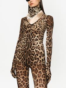 Dolce & Gabbana KIM DOLCE&GABBANA twill sjaal met luipaardprint - Beige