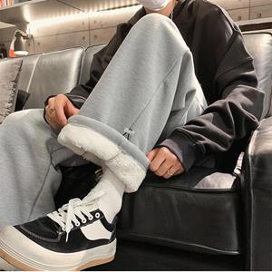NICE2CU Lamb Fleece Pants Winter Warm Pants Men Lambswool Thick Casual Solid Color Sweatpants Male Fashion Loose Joggers Trousers