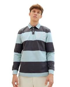 TOM TAILOR Langarm-Poloshirt, mit Logofrontprint an der Brust