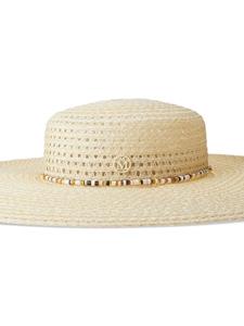 maisonmichel Maison Michel Bianca strohoed met brede rand - Beige