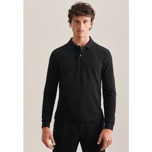 seidensticker Poloshirt "Slim", Langarm Kragen Uni