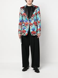 philippplein Philipp Plein Blazer met doodskopprint - Blauw