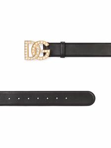 dolce&gabbana Dolce & Gabbana Riem verfraaid met stras en logo - Zwart