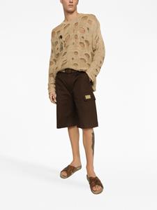dolce&gabbana Dolce & Gabbana Shorts met logoplakkaat - Bruin