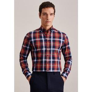 seidensticker Flanellhemd "Shaped", Shaped Langarm Button-Down-Kragen Karo