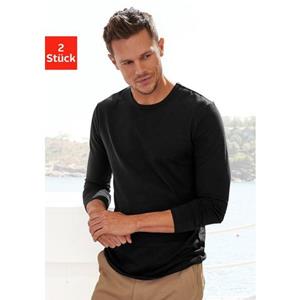 H.I.S Shirt met lange mouwen Dubbelpack onderhemd van katoenmix (2-delig, Set van 2)
