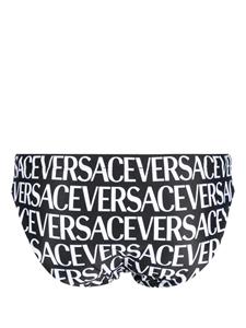 Versace Zwembroek met logoprint - Zwart
