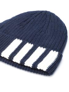 thombrowne Thom Browne 4-Bar Stripe Cashmere Rib Hat - Blauw
