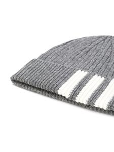 Thom Browne 4-Bar Stripe Cashmere Rib Hat - Grijs