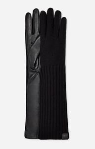 Ugg Gebreide handschoen met leer in Black  Leder