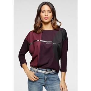 Laura Scott Shirtblouse in materiaalcombinatie met folieprint